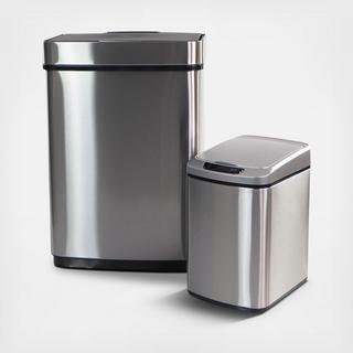 Trash Can Set with Sensor Lids, 2-Piece