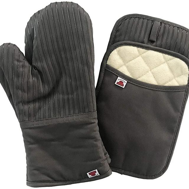 Big Red House Oven Mitts and Pot Holders Sets, with The Heat Resistance of Silicone and Flexibility of Cotton, Recycled Cotton Infill, Terrycloth Lining, 480 F Heat Resistant Pair Grey