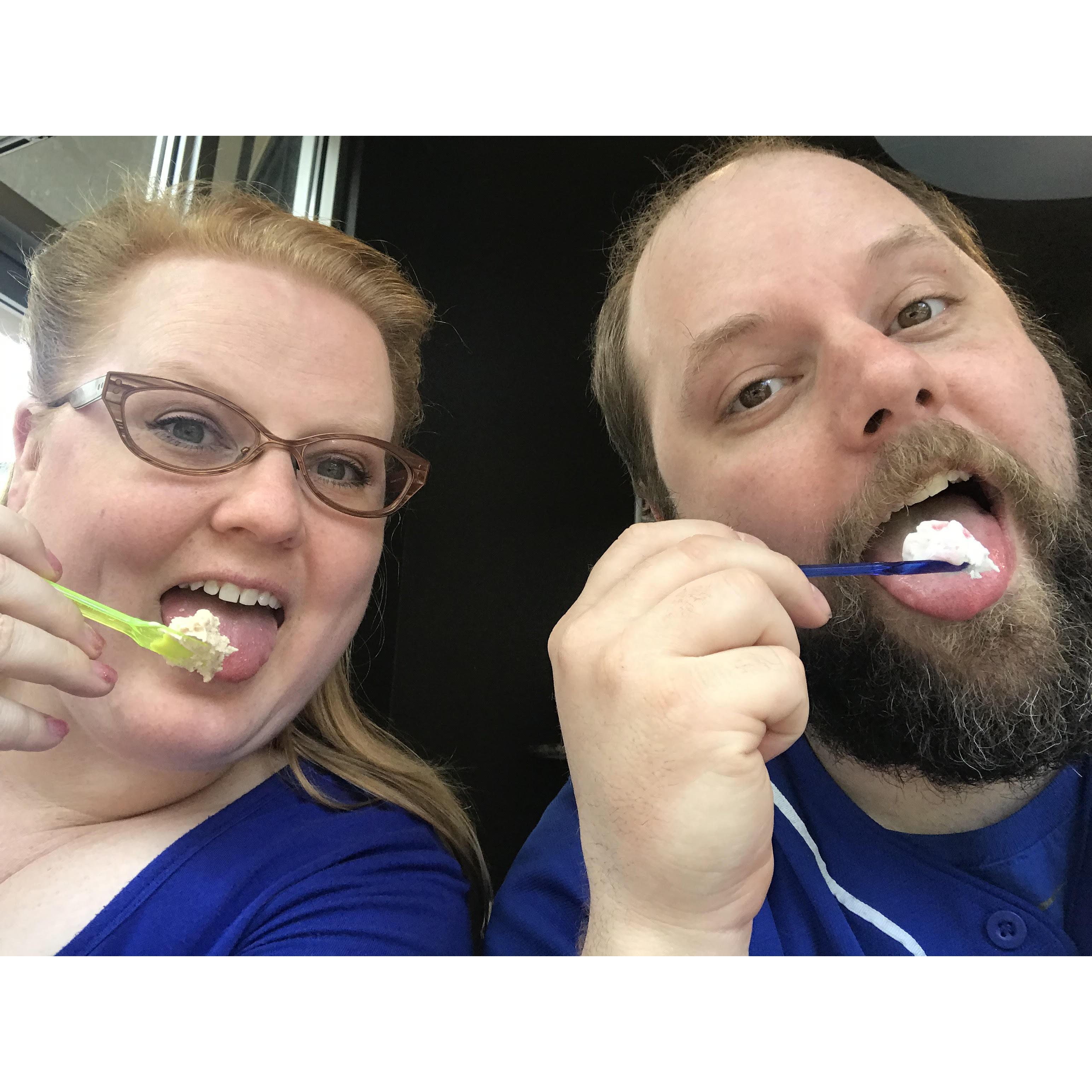 Enjoying gelato on a lovely spring day!