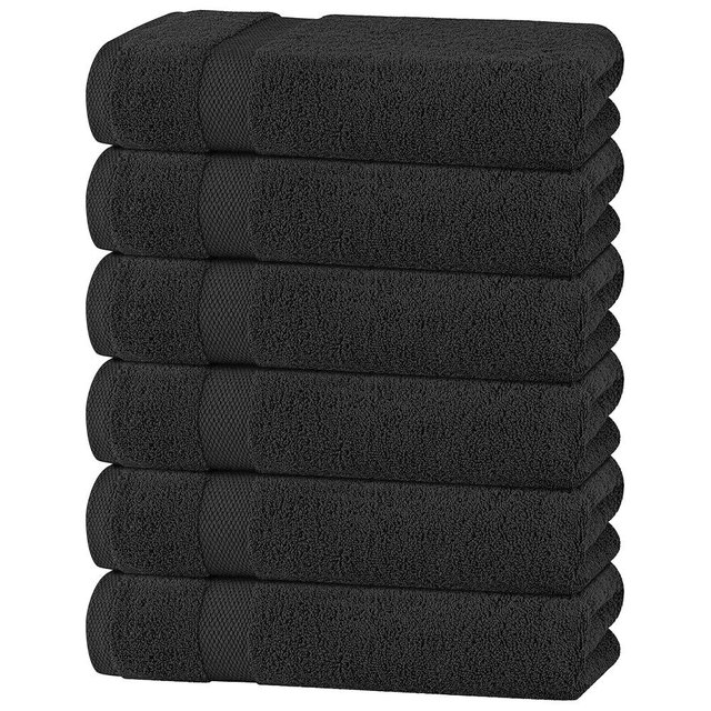 Wealuxe Black Bath Towels 24x50 Inch, Cotton Towel Set for Bathroom, Hotel, Gym, Spa, Soft Extra Absorbent Quick Dry 6 Pack