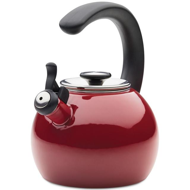 Circulon Enamel on Steel 2-Qt. Whistling Teakettle with Flip-Up Spout