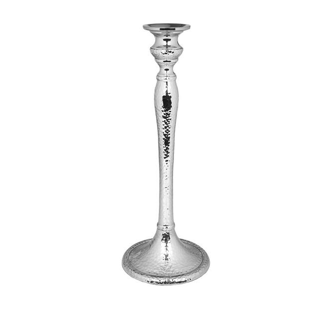 Classic Touch 10.5" Hammered Nickel Candlestick