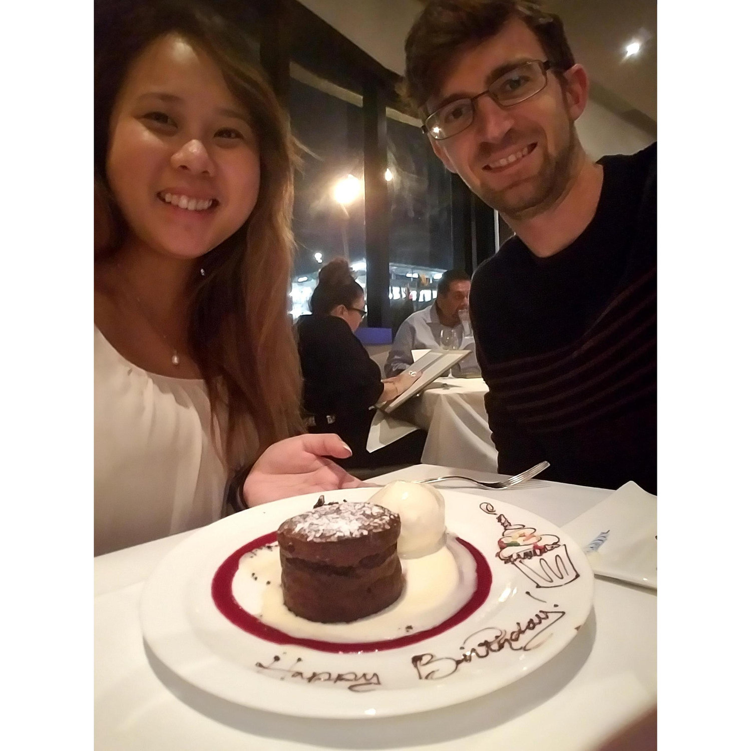 Our birthdays are always combined now. I'm 50/50 on that. Roy's 2018