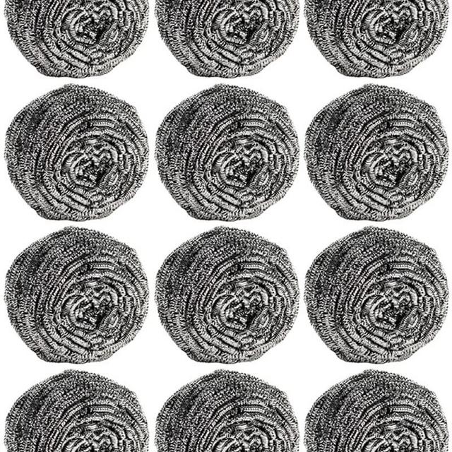 12Pcs Steel Wool Scrubber Pads for Cleaning Dishes, Pans, Pots, Ovens, Grills, Sinks - Stainless Steel Scrubbers for Kitchen, 12 Pack