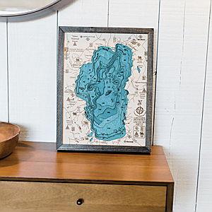 Lake Tahoe 3D Wood Map