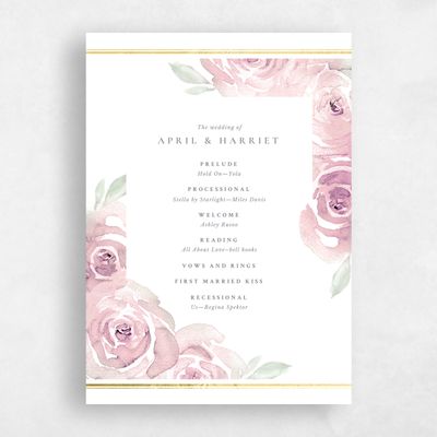 Pink Foil Wedding Program - Roana Foil
