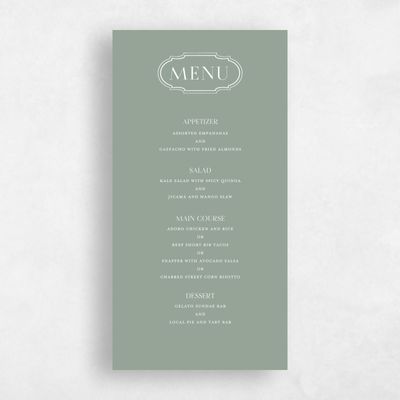 Sage, Green Wedding Menu - Alpino
