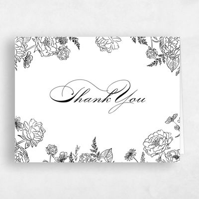 Black Wedding Thank You - Astrid Landscape Letterpress