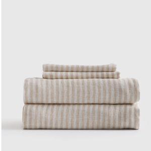 Linen Sheets | Color: Natural/White Stripe | King