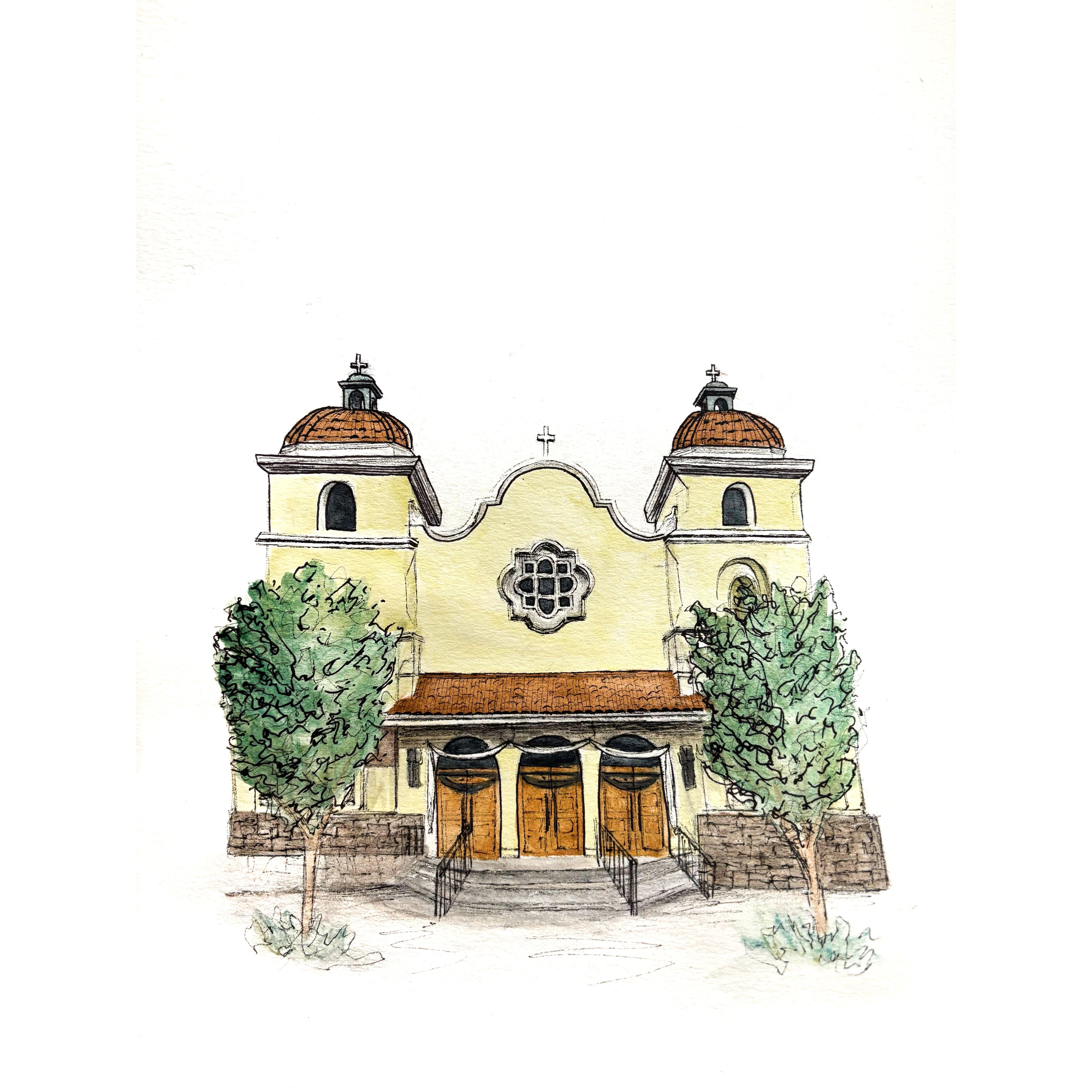 This was drawn by Kara Grossman for our save the dates