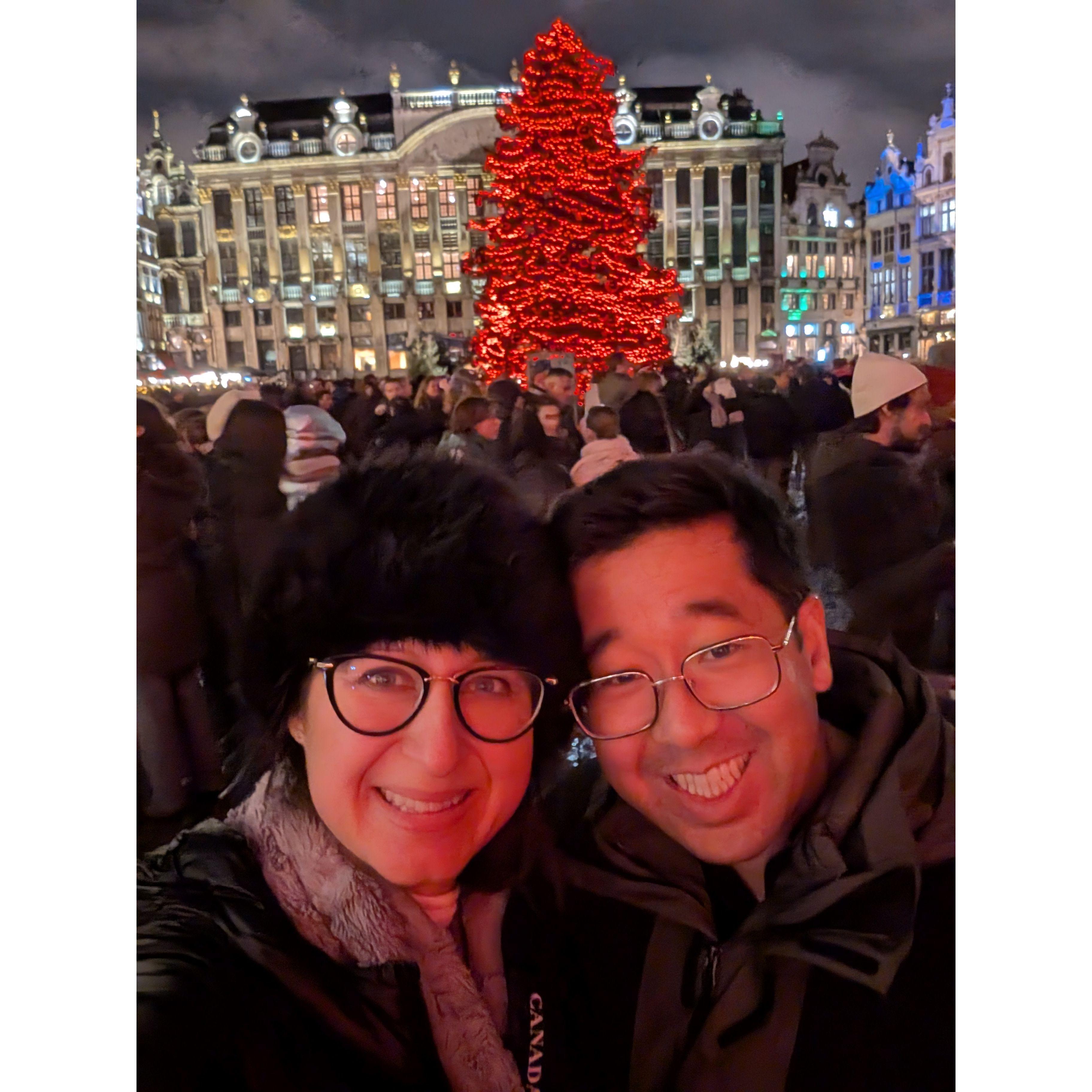 Enjoying brussels, we got engaged the next day