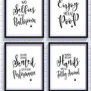 TheNameStore - Bathroom Quotes and Sayings Art Prints | Set of Four Photos 8x10 Unframed | Great Gift for Bathroom Decor