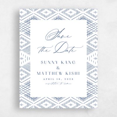 Dusty Cobalt, Blue Wedding Save the Date - Wellington Portrait