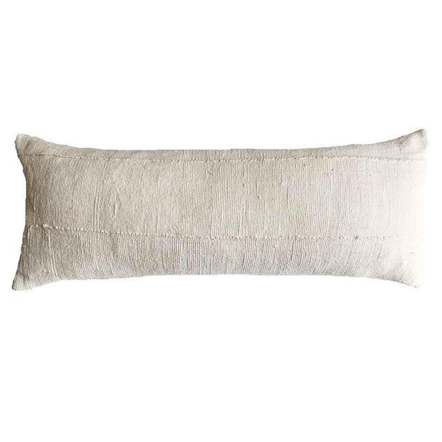 White Mud Cloth Lumbar Pillow, 14x36...