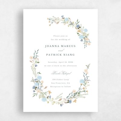 Dusty Blue Wedding Invitation - Laurelwood Portrait