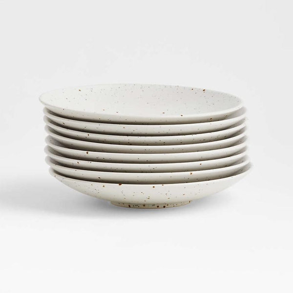 Craft Speckled White Stoneware Coupe Salad Plates, Set of 8