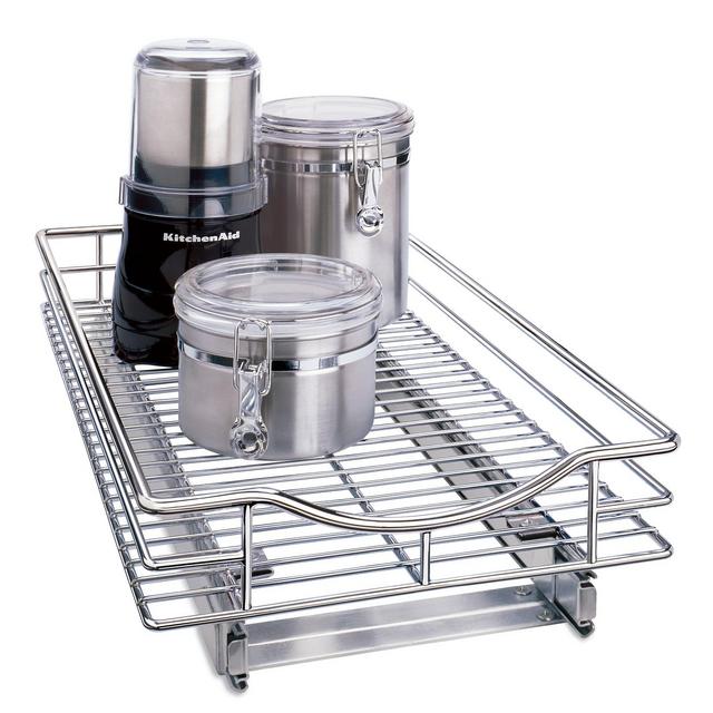 Lynk Professional Slide Out Cabinet Organizer - Pull Out Under Cabinet Sliding Shelf - 11" wide x 18" deep - Chrome