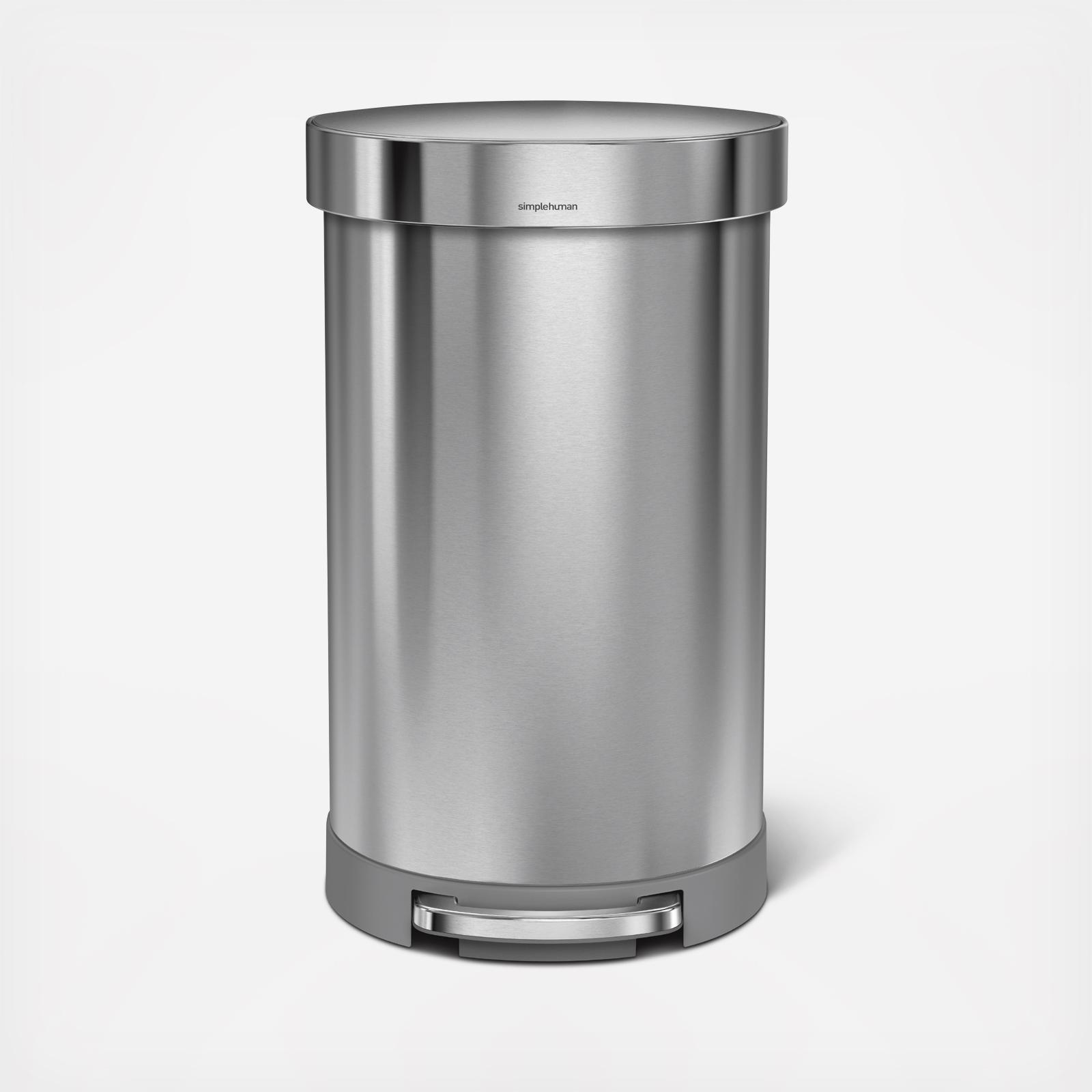simplehuman, Semi-Round Stainless Steel Step Can with Liner Rim | Zola