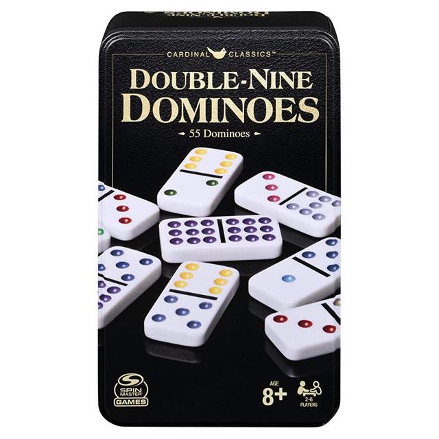 Spin Master Games Double Nine Dominoes Set in Storage Tin, for Families and Kids Ages 8 and up
