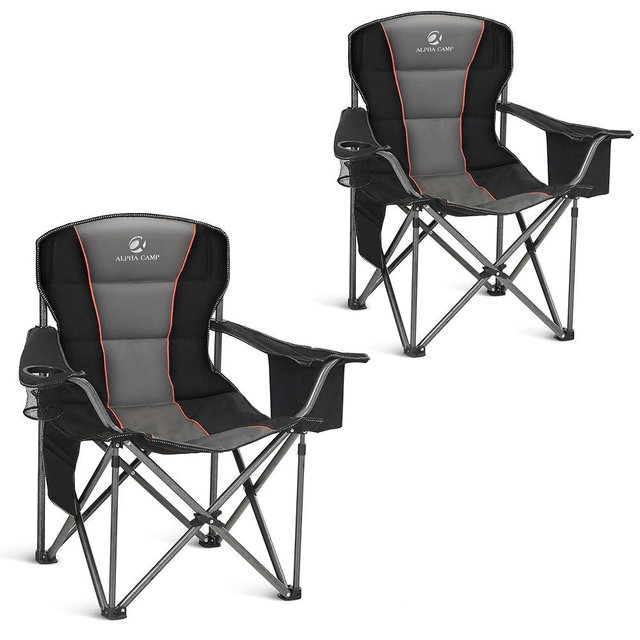 ALPHA CAMP Heavy Duty Canopy Lounge Chair Sunshade Hiking Travel Chair with Cup Holder