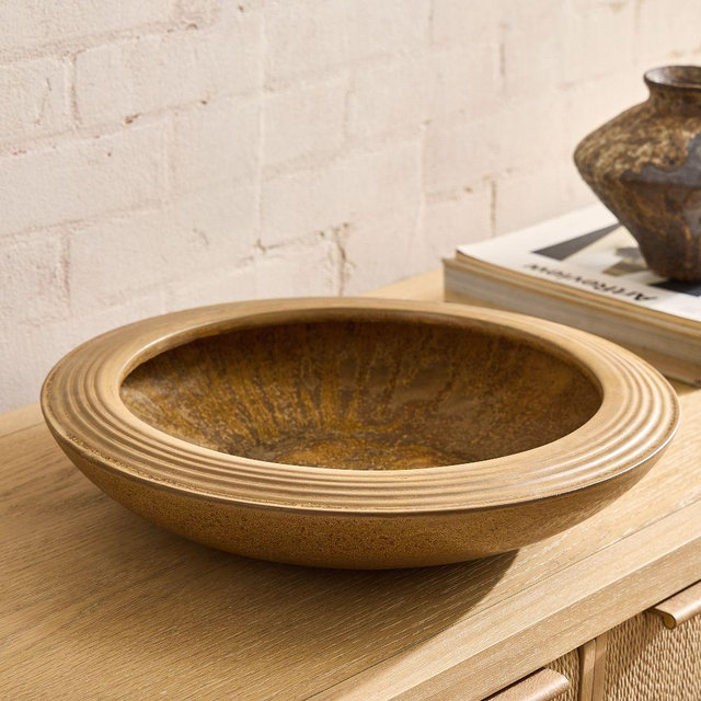 Jesse Bowl, Brown, Ceramic, 16in