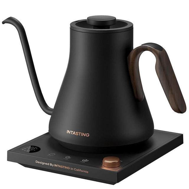 Electric Kettles, INTASTING Gooseneck Electric Kettle, ±1℉ Temperature Control, Stainless Steel Inner, Quick Heating, for Pour Over Coffee, Brew Tea, Boil Hot Water, 0.9L (Glossy Black)