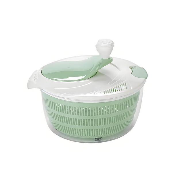 March 10th 4.2L Salad Spinner, Efficient Lettuce Spinner with Dual Drainage Holes for Quick Drying - Green Salad dryer for Washing, Spinning, and Draining Greens, Fruits, and Vegetables
