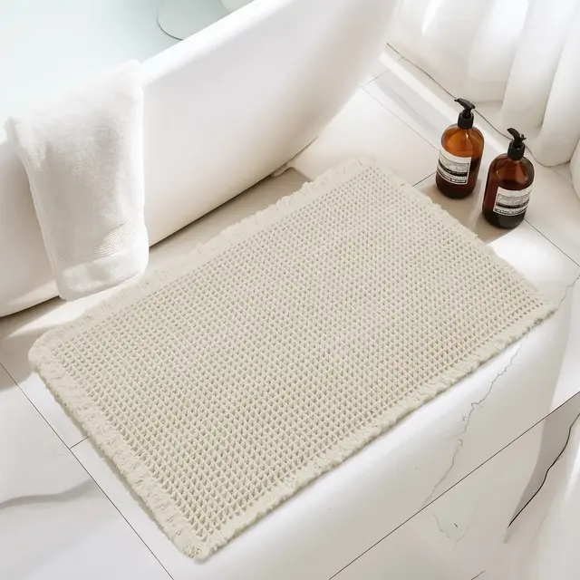 Subrtex Bathroom Rugs Waffle Style Bath Mats Super Absorbent Non Slip Rubber Back Bath Rug 24"x55"