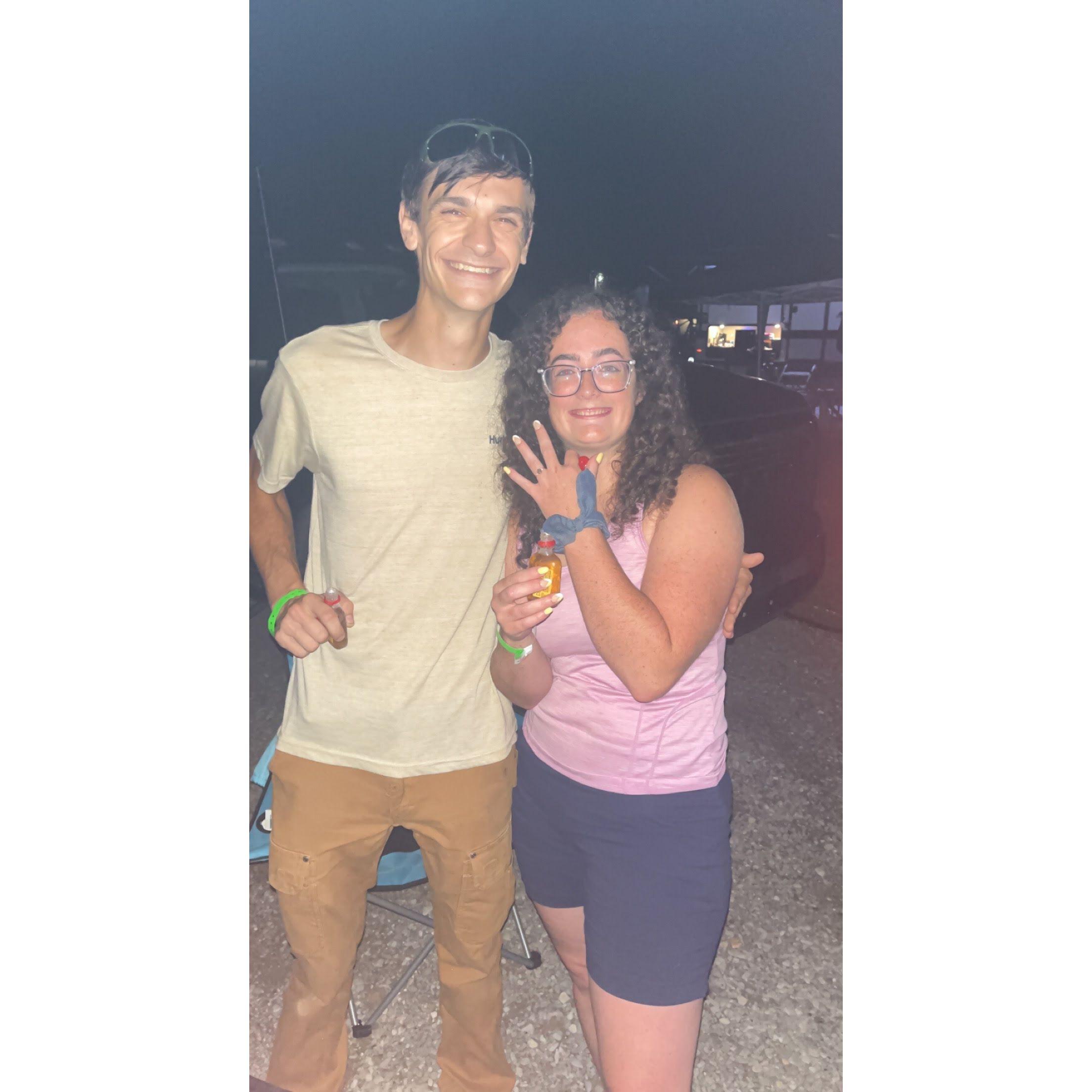 Right after Adam proposed this picture was taken. We were on the Cranmer Vacation and all about to fireball take shots when Adam Got on one knee and asked.