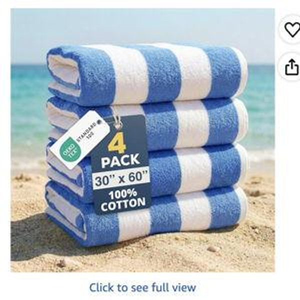 All Light Blue- LANE LINEN 100% Cotton Beach Towel- Pack of 4 Beach Towels Set, Cabana Stripe Pool Oversized Beach Towels for Adults (30" x 60”), Highly Absorbent, Large Beach Towel, Quick Dry Towel - Light Blue