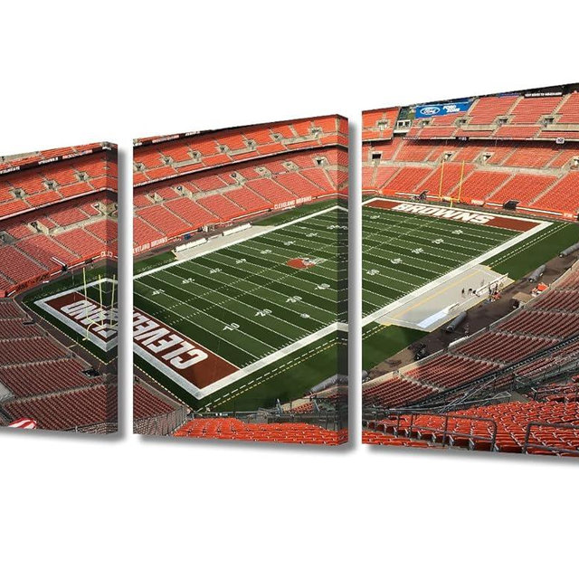 Browns Sports Wall Decor First Energy Stadium 3 Pieces Canvas Wall Art Pictures for Home Decoration Cleveland Football Game Paintings Prints and Posters Artwork Framed Ready to Hang, 36"Wx18"H
