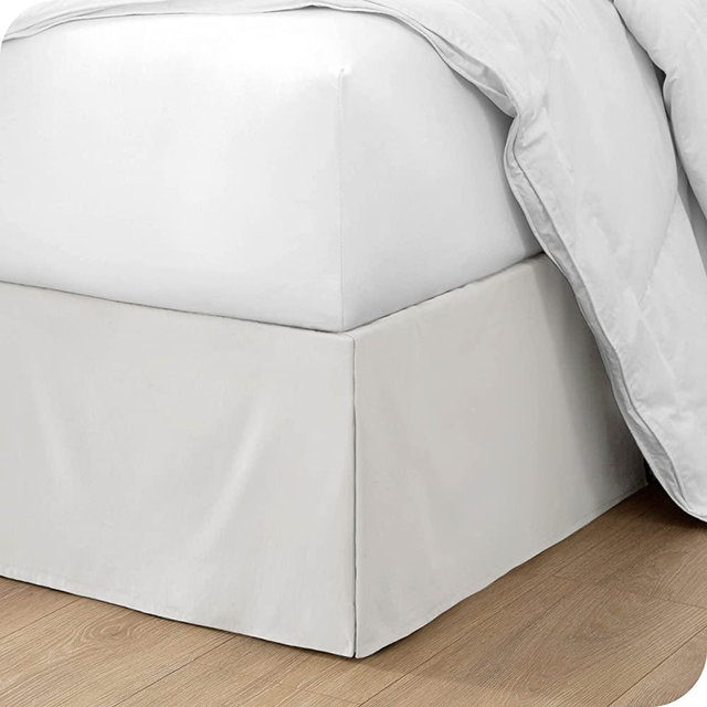 Bare Home Pleated King Bed Skirt - 15-Inch Tailored Drop Easy Fit - Bed Skirt for King Beds - Center & Corner Pleats (King, Cream)