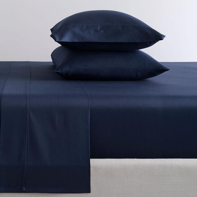 PB Classic 400-Thread-Count Organic Percale Sheet Set, Full, Navy