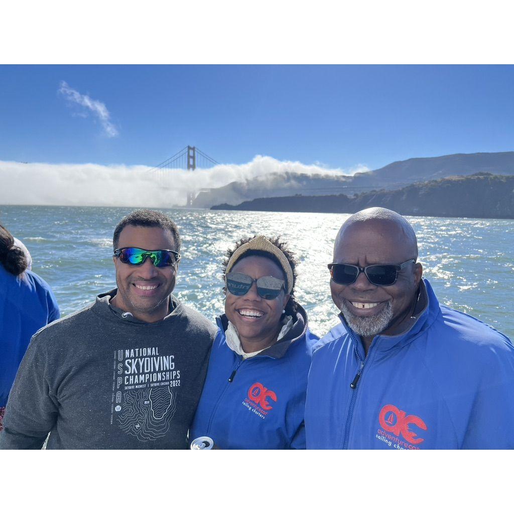 I got to meet Toni's dad and we explored San Francisco and the bay.  Bit colder than Jamaican waters!