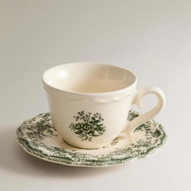 FLORAL TEACUP AND SAUCER