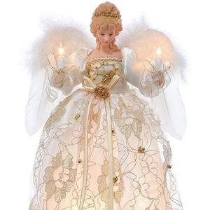 Kurt Adler UL 10-Light 12" Ivory and Gold Angel Treetop