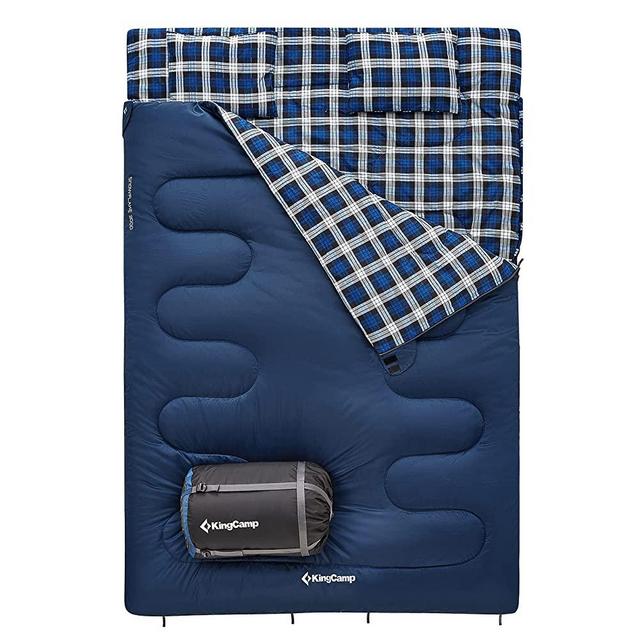 KingCamp Double Sleeping Bag 20 Degrees Sleeping Bag 2 Person Sleeping Bags for Adults Couple Family with Pillows Lightweight for Camping Hiking Backpacking and Outdoors Waterproof 87”x59”