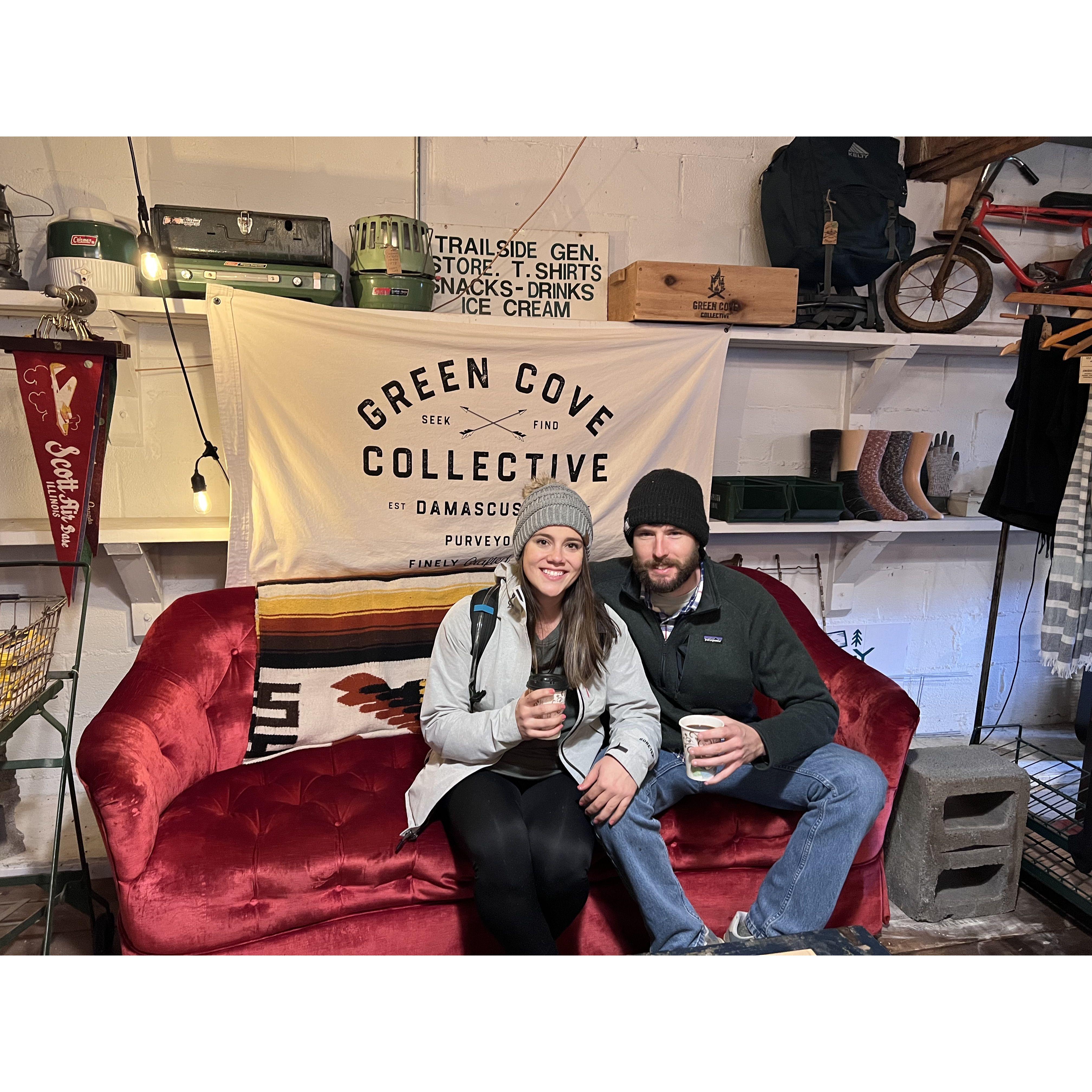 Warming up with hot chocolate and coffee, during our trip down the Virginia Creeper Trail - such a fun adventure!