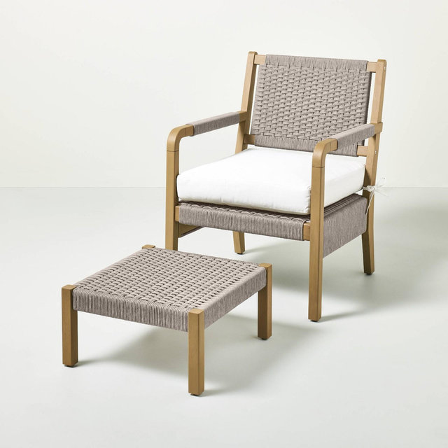 Wood & Rope Outdoor Patio Chair & Ottoman - Hearth & Hand™ with Magnolia