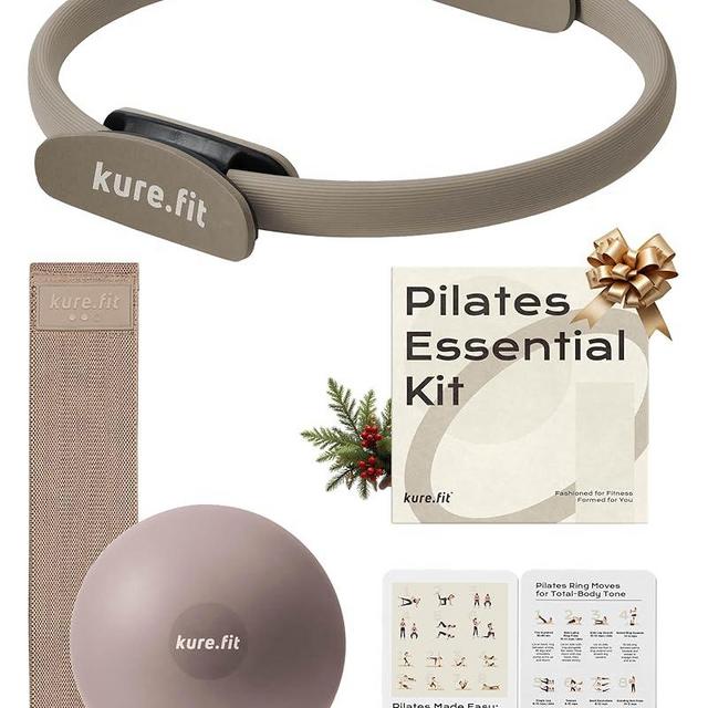 kure.fit Home Pilates Essentials Kit for Women | Pilates Ring, Mini Ball, Booty Band Set | Pilates Equipment Starter Set in Gift Box | Workout Guide Included