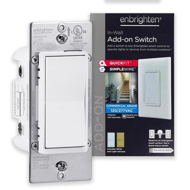 Enbrighten 700 Series Add-on In-Wall Smart Switch QuickFit & SimpleWire, Wi-Fi, Z-Wave, Zigbee, Not A Standalone Switch, Smart Light Switch, 3 Way Switch, Alexa, Google Assistant, 59339