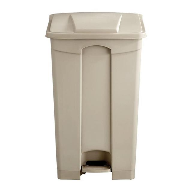 Safco Products Plastic Step-On Trash Can 9923TN, Tan, Hands-free Disposal, 23-Gallon Capacity