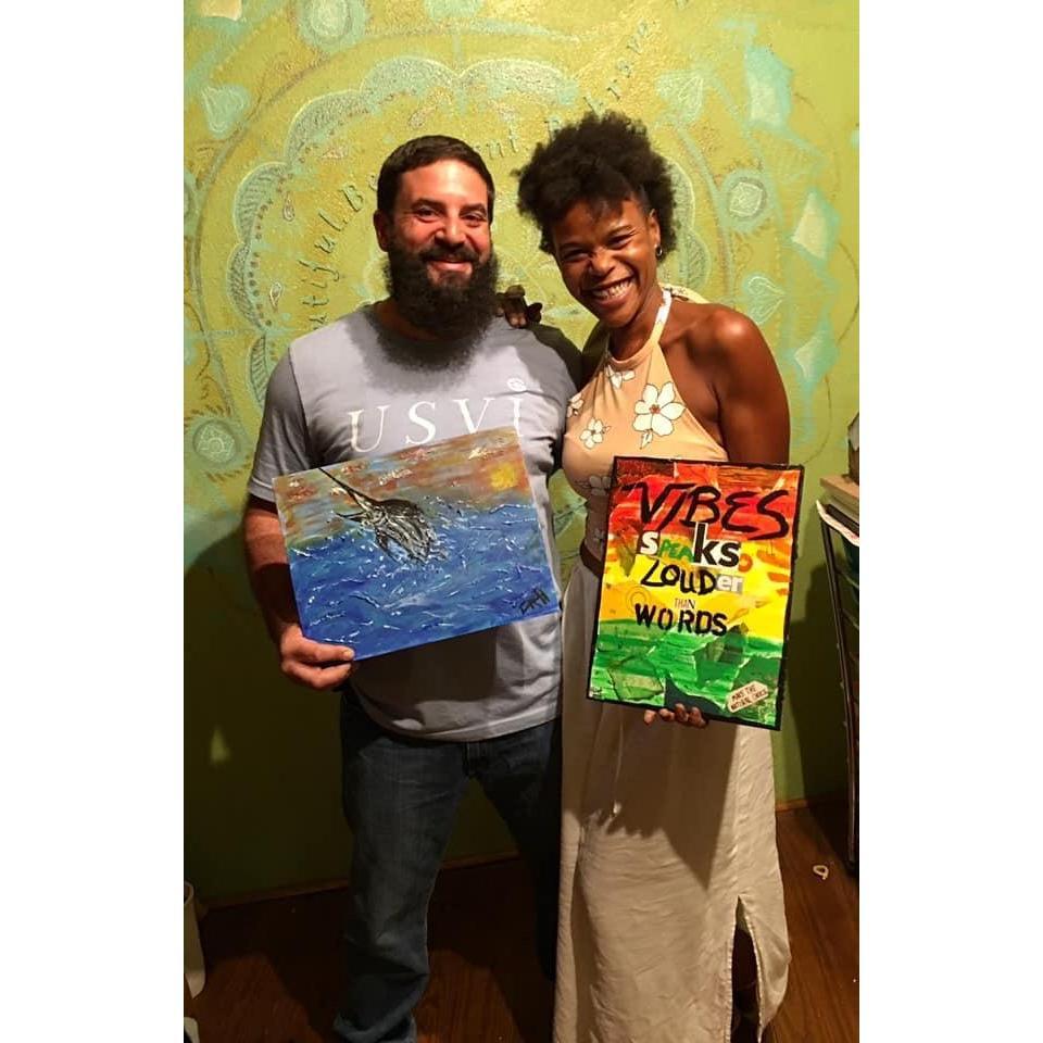Painting on his birthday.  We're artists on special occasions.