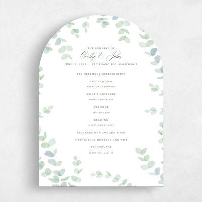Green Arch Wedding Program - Opalite