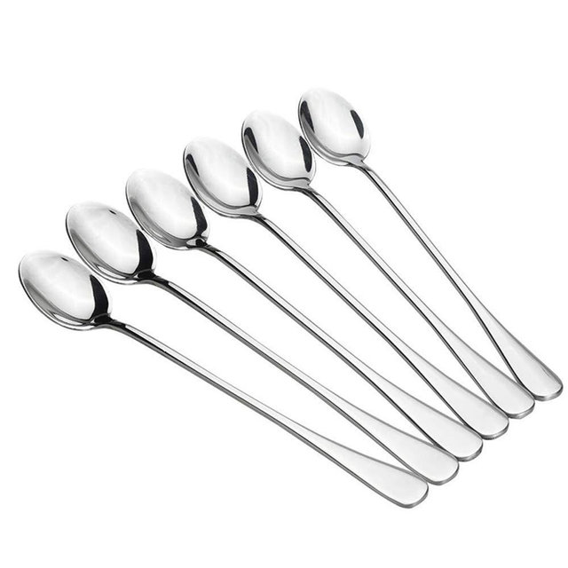 10 Piece Long Handle Iced Tea Spoon, Stainless Steel Coffee Mixing Spoons - Long Cream Dessert Spoons