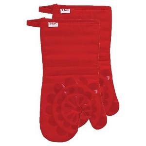 Red Medallion Silicone Oven Mitt 2 Pack (13"x13") T-Fal