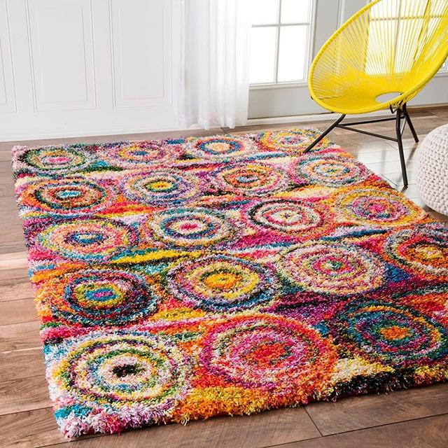 nuLOOM Kindra Circles Shag Area Rug, 4 ft x 6 ft, Multi