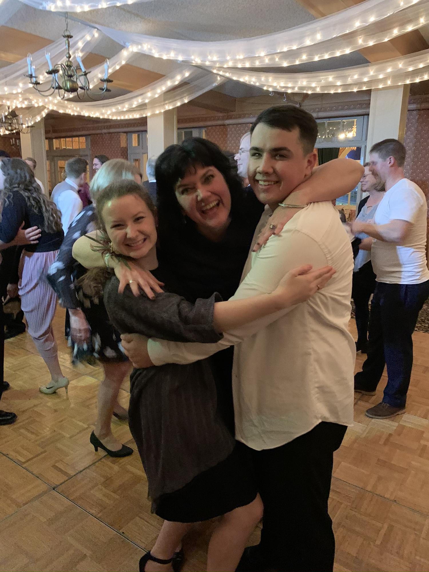 Dustin and Maya with his Aunt Lisa at a family wedding in Hood River, OR 2019
