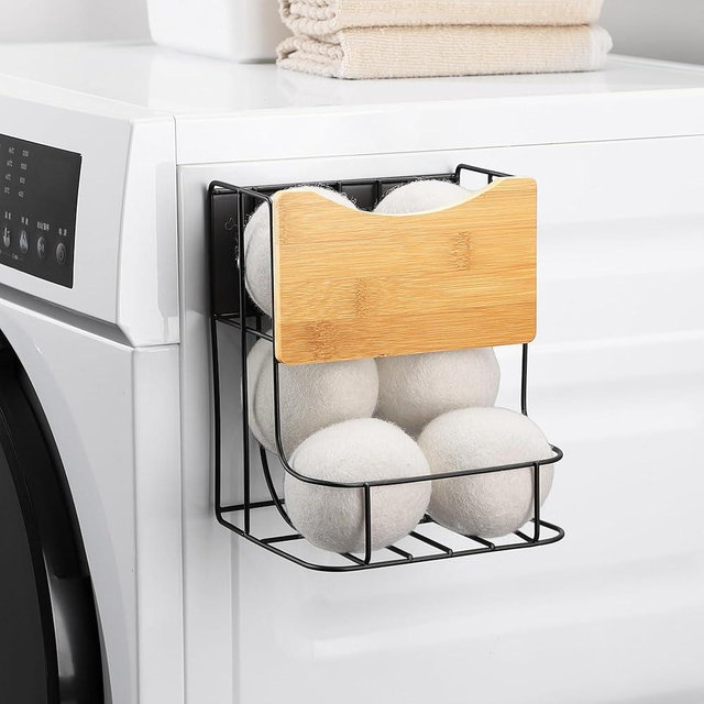 CACHOLIV Magnetic Rolling Dryer Ball Holder for Laundry Room Organization and Storage - Automatic Dryer Ball Dispenser Chute Container (No Balls)
