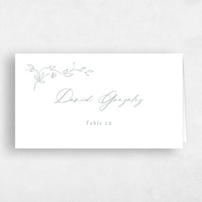 White Wedding Place Card - Sequoia
